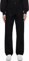 Carhartt Black Double Knee Trousers In Black Rinsed