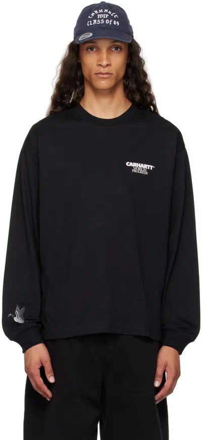Carhartt Black Ducks Long Sleeve T-shirt In Xx 89 Black