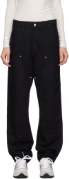 Carhartt Black Ethel Double Knee Trousers In Black Rinsed