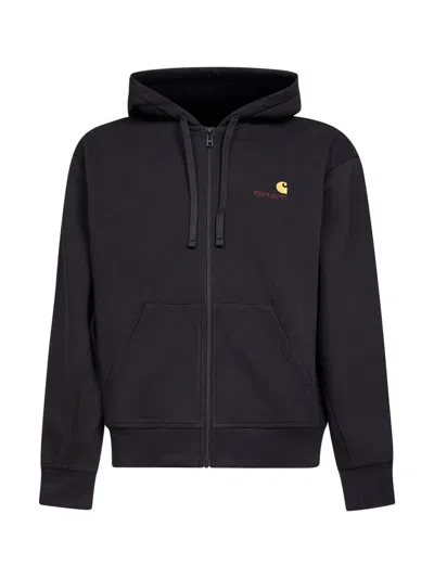 CARHARTT BLACK HOODED AMERICAN SCRIPT JACKET ZIP-UP HOODIE