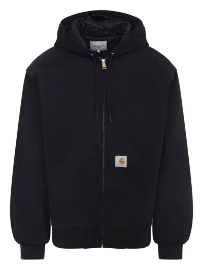 CARHARTT BLACK JACKET WITH HOOD AND ZIP CARHARTT WIP