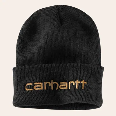 Carhartt Black Knit Insulated Embroidered Logo Cuffed Beanie