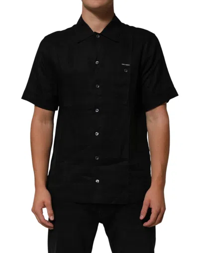 CARHARTT BLACK LINEN COLLARED SHORT SLEEVE POLO SHIRT