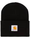 Carhartt Logo Patch Beanie In Black