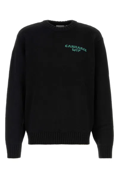 CARHARTT MEN BLACK LOGO EMBROIDERED SWEATER, XL LUXURY SWEATERS & KNITWEAR FOR MEN DARVEYS