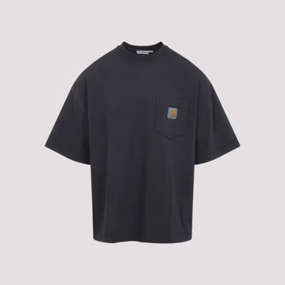 CARHARTT BLACK LOGO POCKET T-SHIRT
