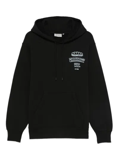 CARHARTT BLACK LOGO PRINT HOODIE