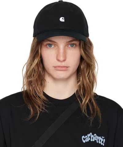 Carhartt Black Madison Logo Cap In Black/white