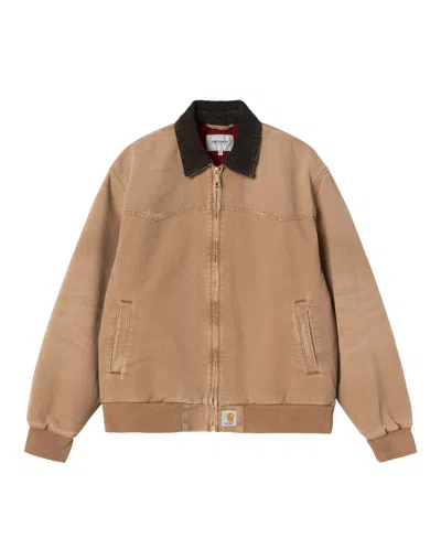Carhartt Black Michigan Blanket-lined Organic Canvas Coat In Brown