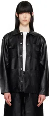 Carhartt Ip Womens Michigan Patch-pockets Relaxed-fit Faux-leather Jacket Black Xs In Black