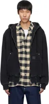 Carhartt Black Og Active Rivet Denim Jacket In 8906 Black Stone Was