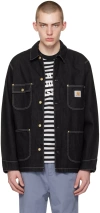 Carhartt Michigan Corduroy-trimmed Organic Cotton-canvas Chore Jacket In 89 Black