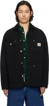 Carhartt Michigan Corduroy-trimmed Organic Cotton-canvas Chore Jacket In 00e3k Black / Black