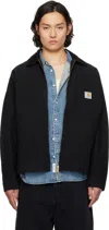 Carhartt Structured Collared Front Pocket Long Sleeve Jacket In 00e3k Black / Black