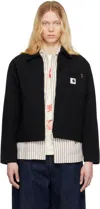 Carhartt Omens Black Detroit Regular-fit Cotton-canvas Jacket Xs In Black / Black Rinsed