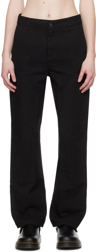 Carhartt Black Pierce Double Knee Trousers In Black Rinsed