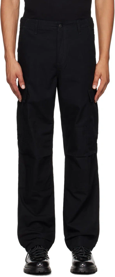 Carhartt Logo-patch Straight-leg Cotton Trousers In Black