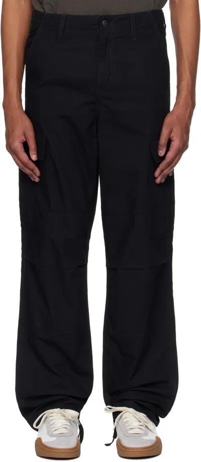 Carhartt Black Regular Cargo Pants In 8902 Black Rinsed