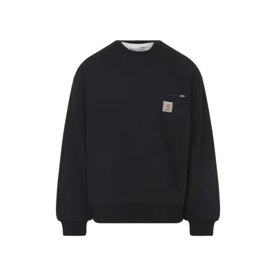 CARHARTT BLACK ROUND NECK LOGO SWEATSHIRT