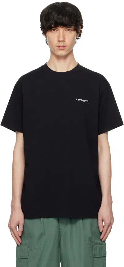 Carhartt Black Script Embroidery T-shirt In 0d2xx Black / White