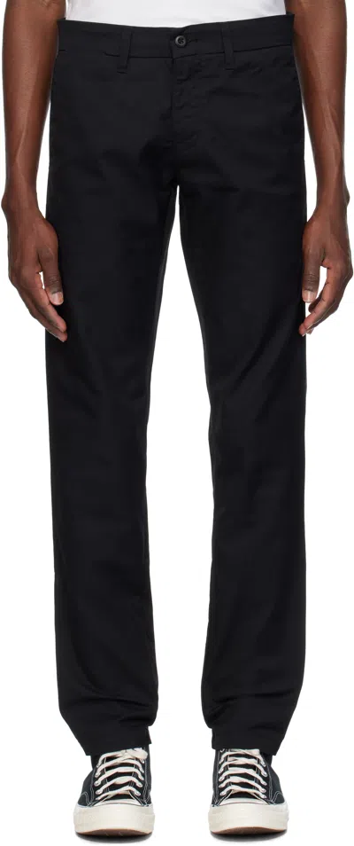 Carhartt Black Sid Trousers In 8902 Black Rinsed
