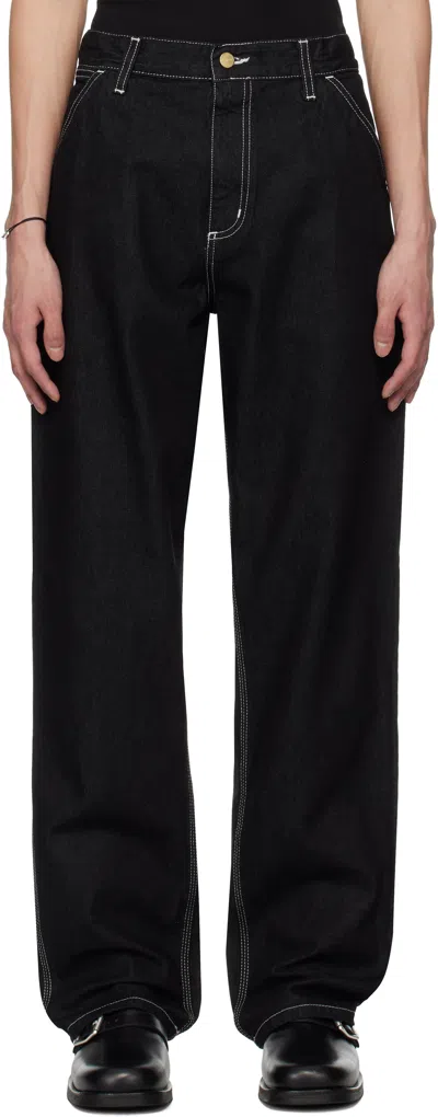 Carhartt Black Simple Jeans In 892y Black One Wash