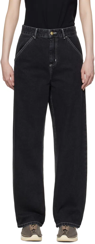 Carhartt Black Simple Jeans In Stone Washed Black