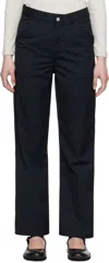 Carhartt Black Simple Trousers In Black Rinsed