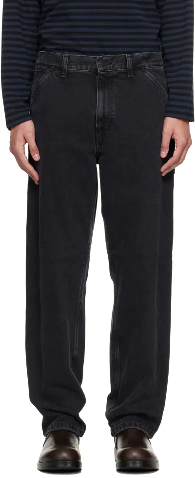 Carhartt Wip Logo Patch Wide Leg Jeans In Black