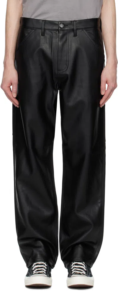 Carhartt Black Single Knee Pu Leather Cargo Pants In 89xx Black
