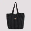 Carhartt Striped Cotton Tote Bag With Front Pocket In Black