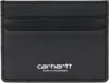 Carhartt Leather Card Holder In 0m4xx Black / Silver