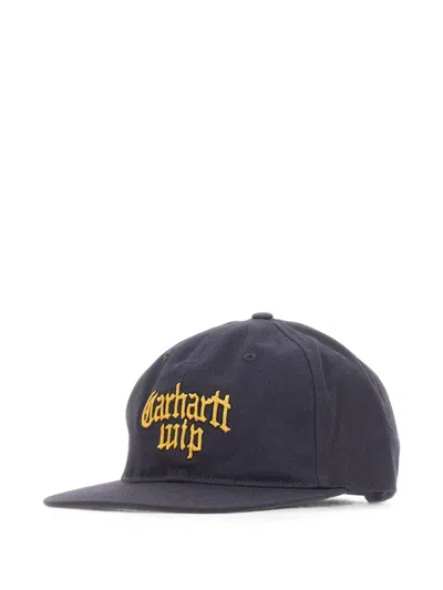 Carhartt Blackletter Logo-embroidered Hat In Blue