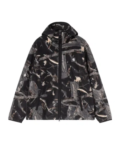 Carhartt Blevin Liner Camouflage-print Hooded Jacket In Black