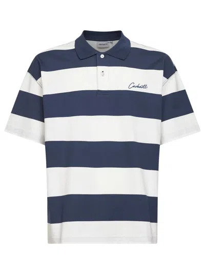 Carhartt Delray Striped-pattern Polo Shirt In Blue