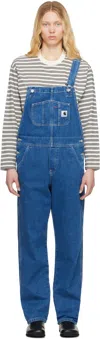 Carhartt Blue Bib Straight Overalls In Blue Stone Washed