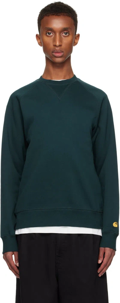 Carhartt Blue Chase Sweatshirt In 2d0xx Duck Blue / Go