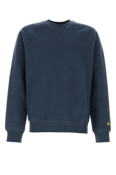 Carhartt Chase Sweat In Misto Cotone Blu Uomo In Blue