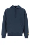 Carhartt Blue Cotton Blend Hooded Chase Sweat In Duskybluegold