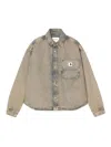 Carhartt Blue Cotton Denim Georgia Shirt In Brown