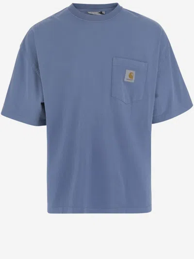CARHARTT BLUE CREWNECK LOGO T-SHIRT