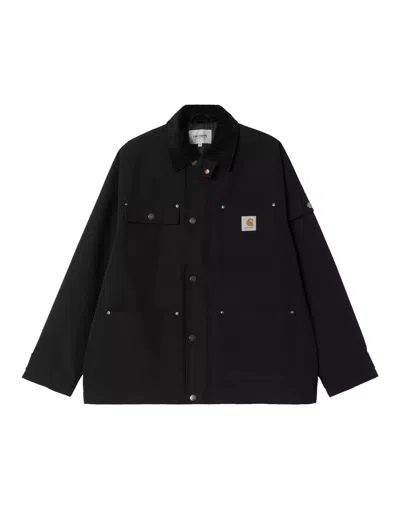 Carhartt Blue Destroy Wash Splatter Denim Og Michigan Coat In Black