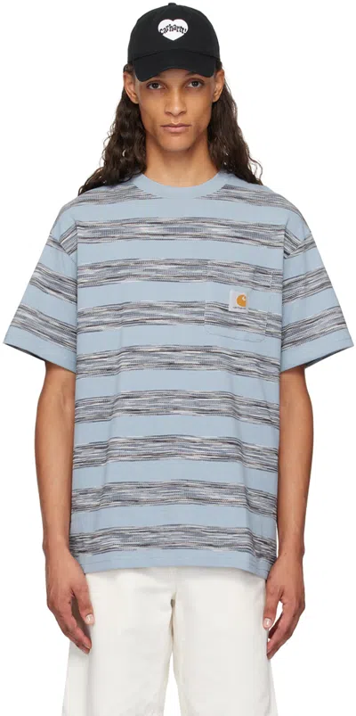 Carhartt Blue Dodson Pocket T-shirt In Xx 2bl Dodson Stripe