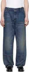 Carhartt Blue Double Knee Jeans In 014q Blue Worn Used