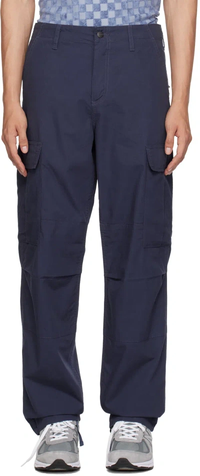 Carhartt Blue Drawstring Cargo Pants In 01 Blue