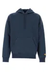 Carhartt Blue Cotton Blend Hooded Chase Sweat In Blue