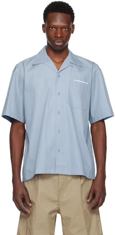 Carhartt Blue Link Script Shirt In 0ro Frosted Blue / W
