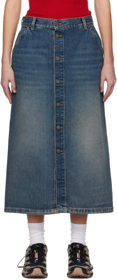 CARHARTT BLUE MARVIN DENIM MIDI SKIRT