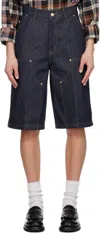 Carhartt Blue Nixon Double Knee Denim Shorts In Blue