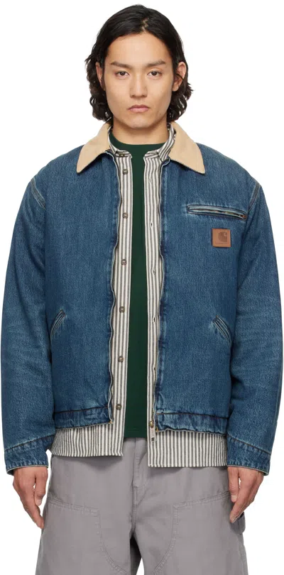 Carhartt Blue Og Detroit Denim Jacket In 2xn4q Blue / Dusty H